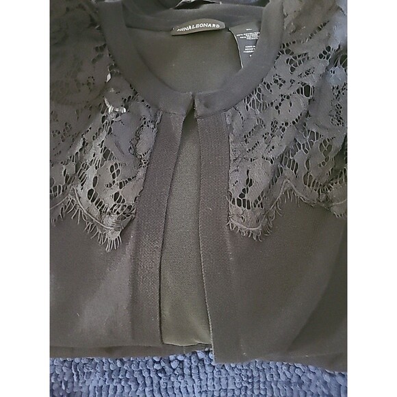 Nina Leonard Cardigan Sweater Crop Open Front Black Long Sleeve Sz XLarge - Picture 7 of 7